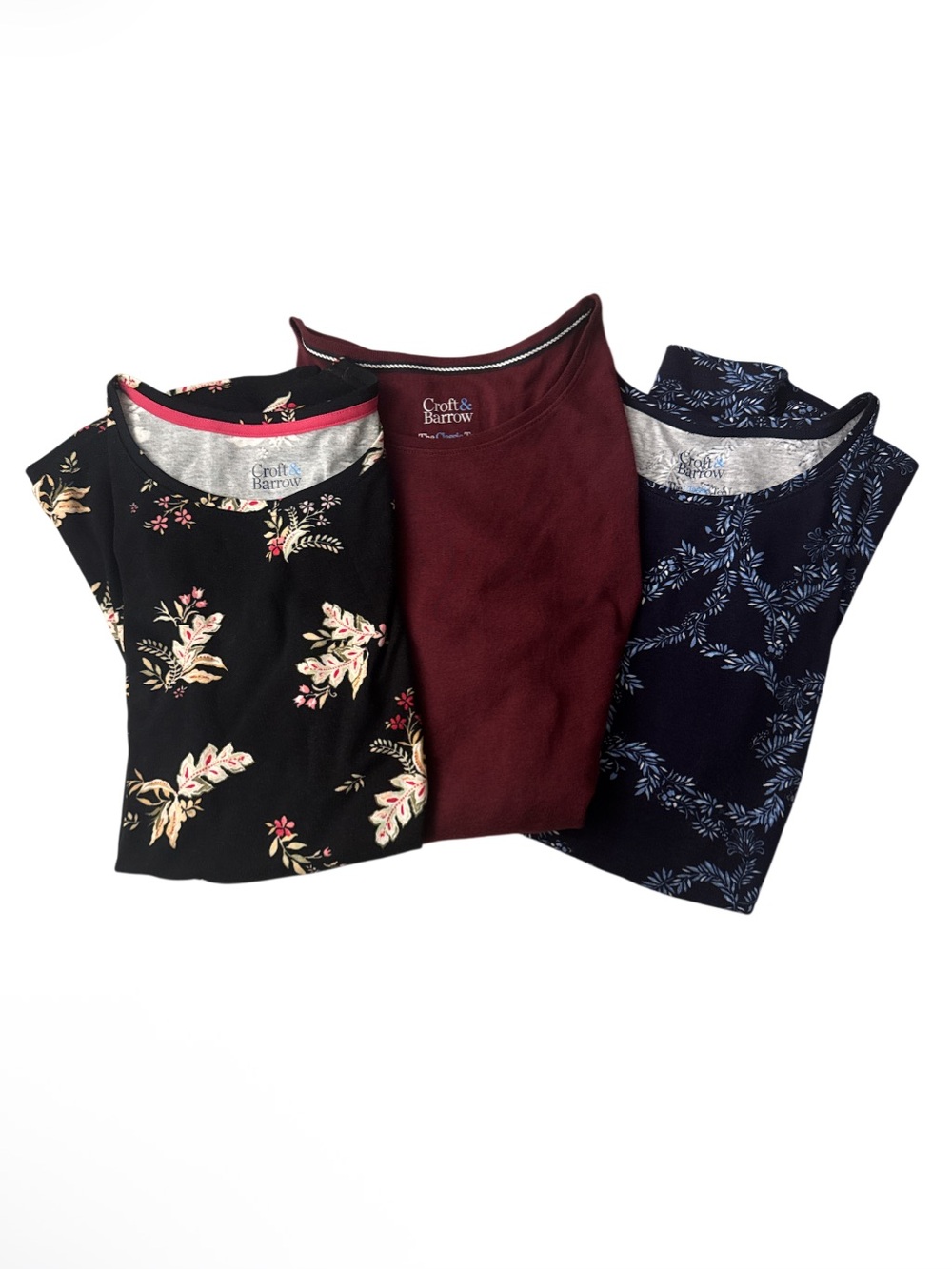 Croft & Barrow Women’s Short Sleeve Tees Trio Lot Bundle of 3 Cotton - Size L